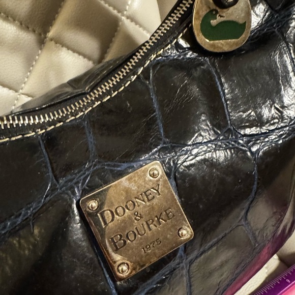 Dooney & Bourke Navy Blue Croc-Embossed Women's Bag - Picture 2 of 10